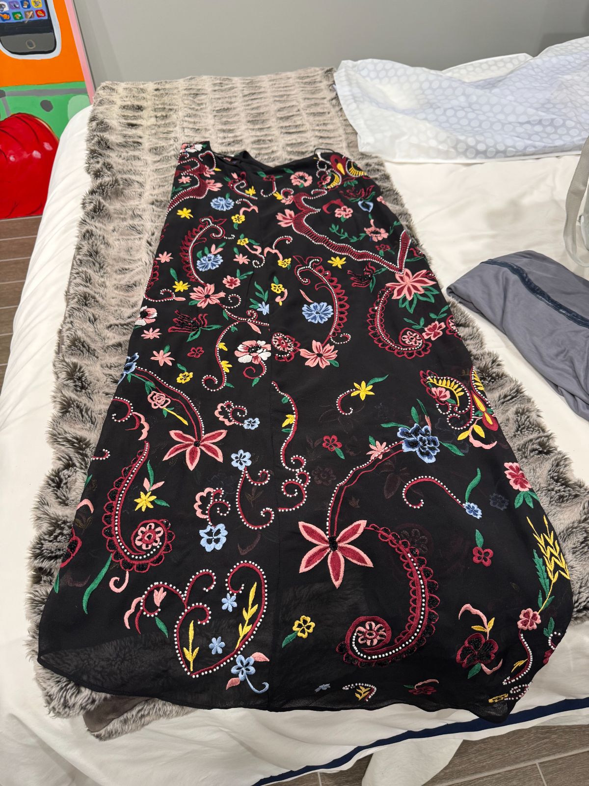 Zara Black Floral Paisley Embroidered Sleeveless Midi Dress