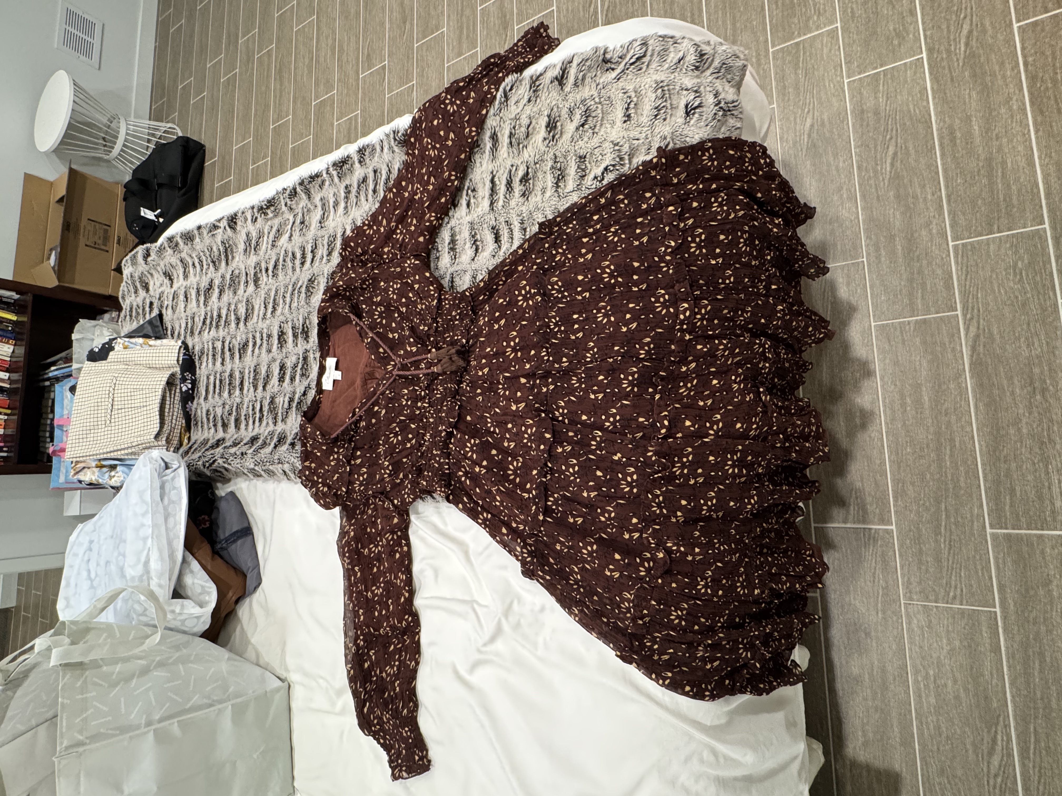 Cleobella Floral Tiered Long Sleeve Mini Dress Size S