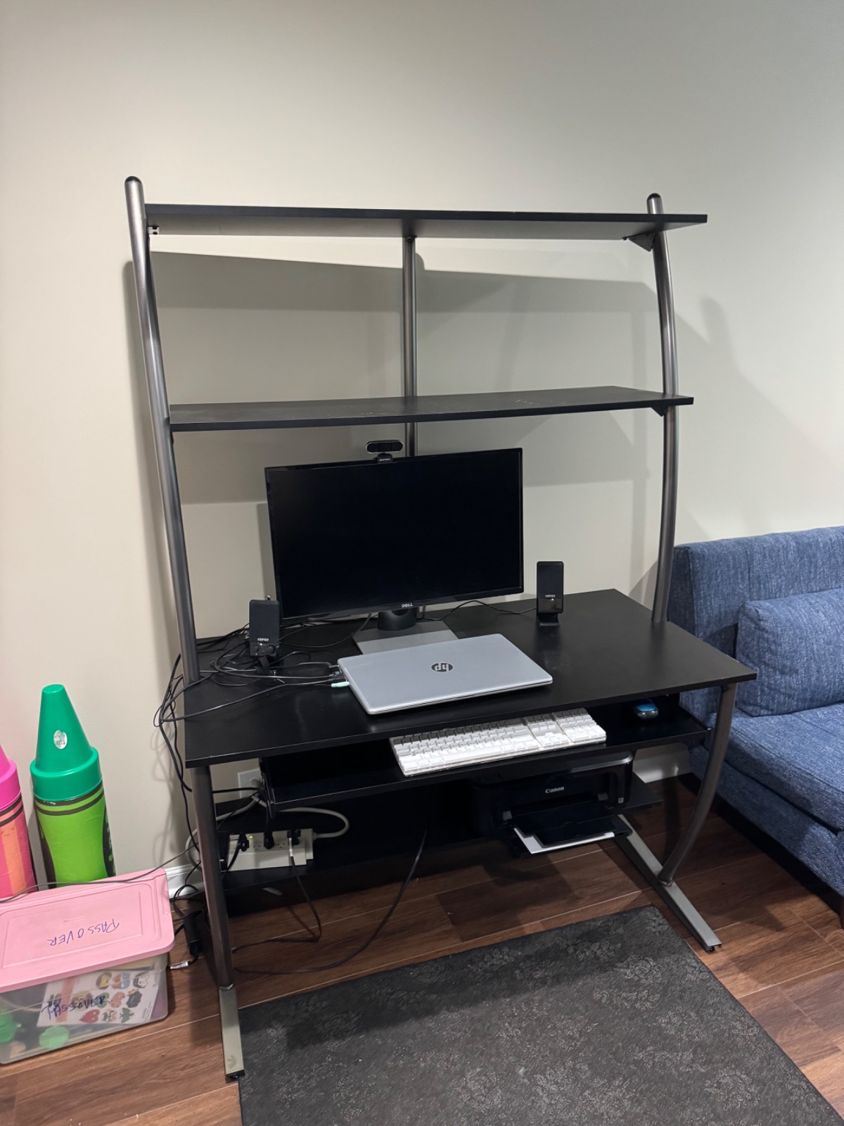 Z-Line Designs Computer Desk with Hutch & Shelves – Black/Silver