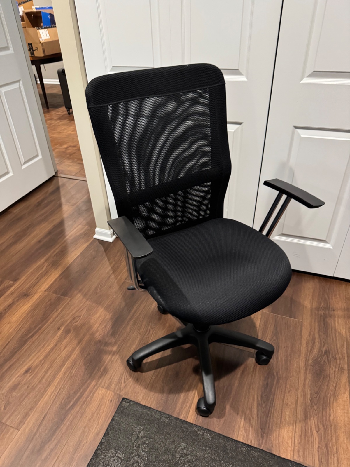 Black Mesh Office Chair Adjustable Arms Rolling Desk Chair