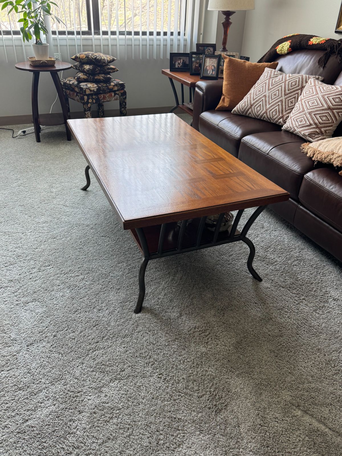 Wood & Iron Coffee Table with Lower Shelf
