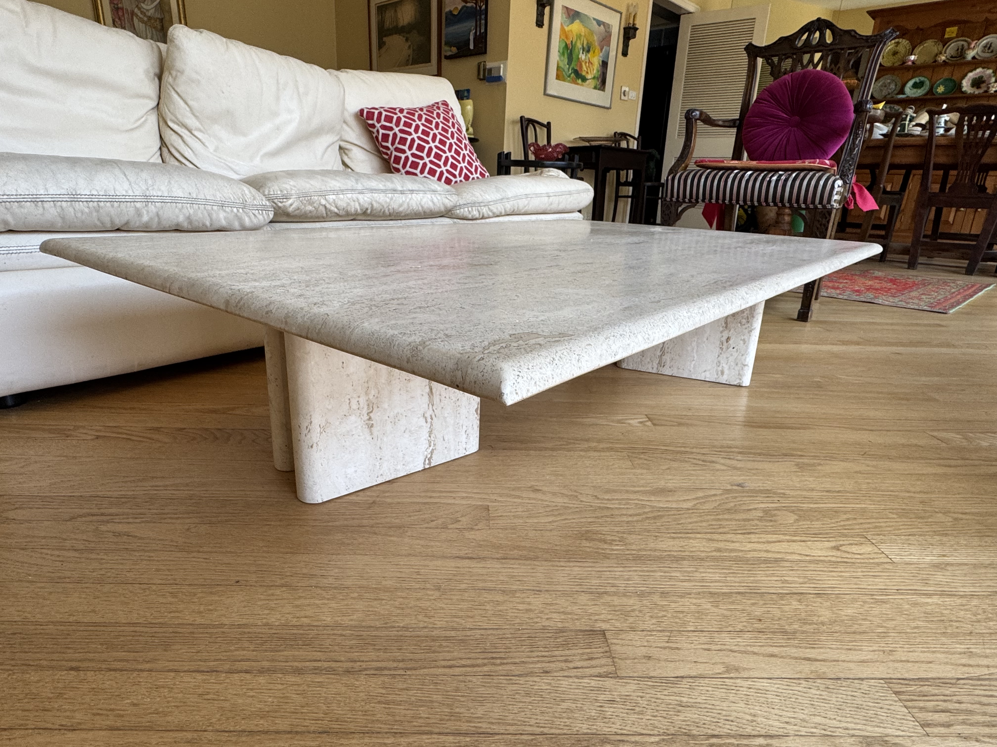 Vintage Italian Travertine Coffee Table, 1970s
