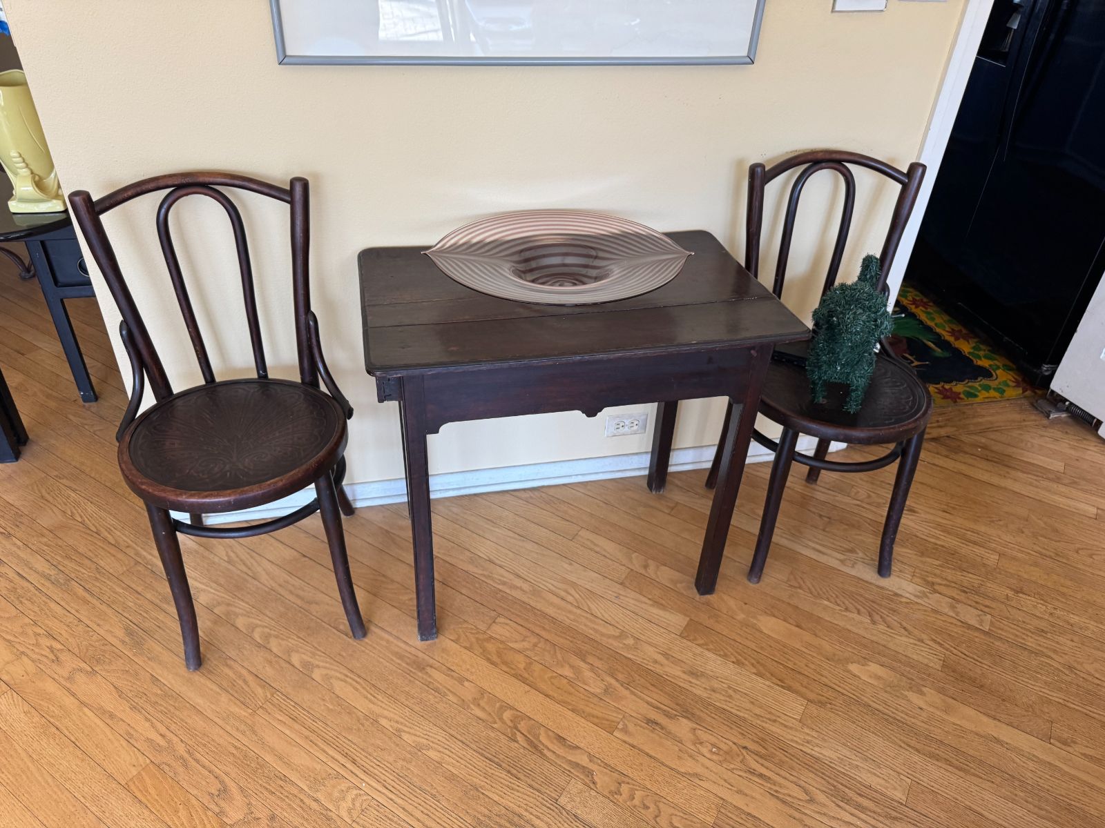 Bentwood Bistro Chair Set (2) + Antique Side Table