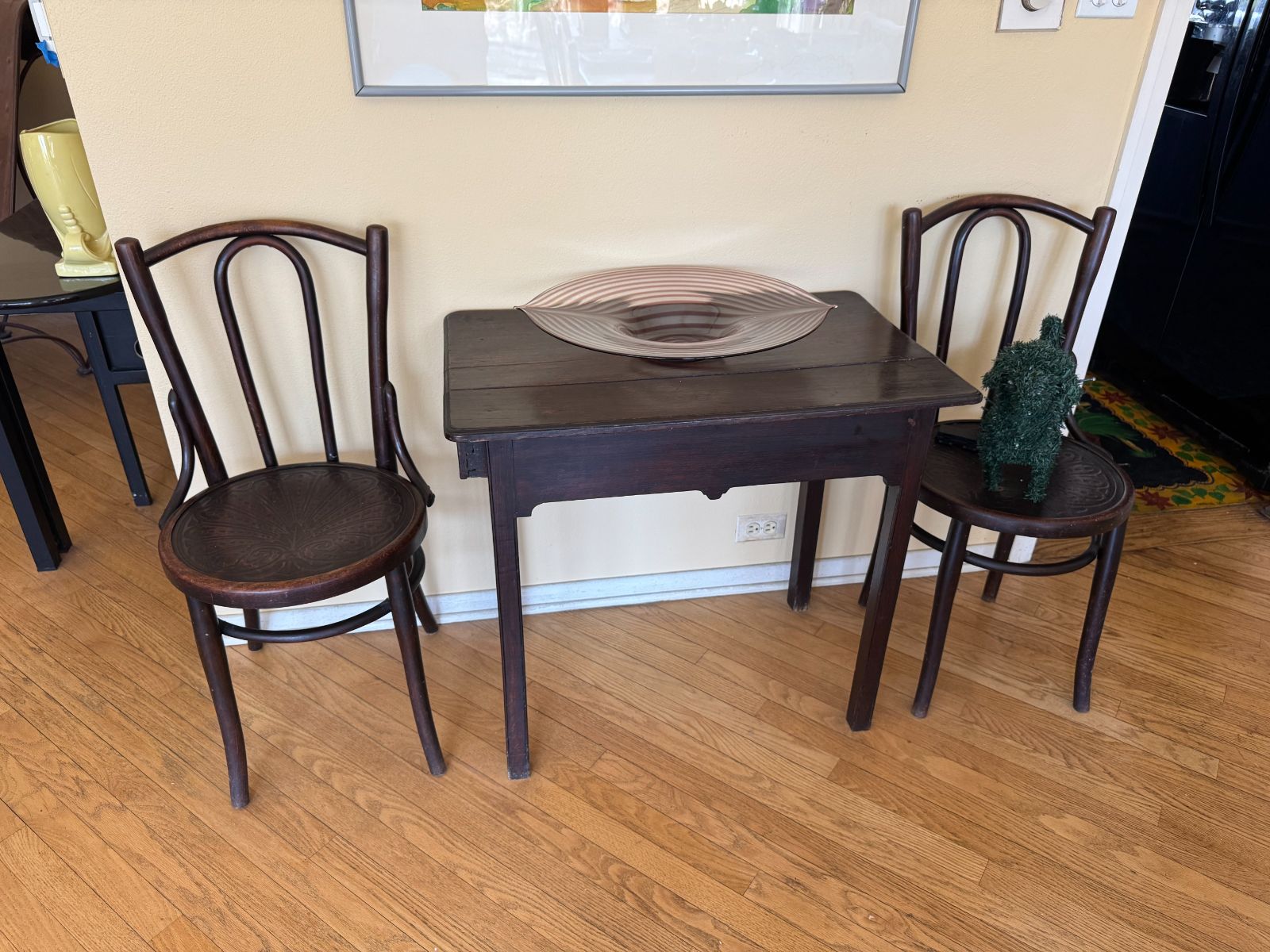 Bentwood Bistro Chair Set (2) + Antique Side Table photo 2